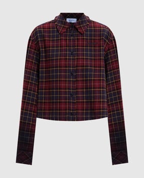 Off-White Бордовая рубашка в клетку с эмблемой OWGE02HF25FAB001