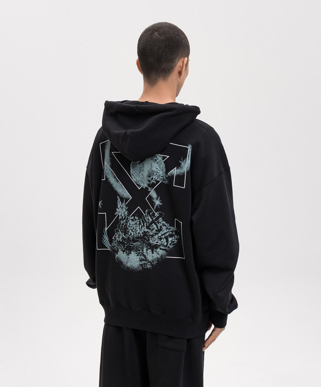 Off-White Чорне худі з емблемою Moon 44MBB085S26F00E зображення 4