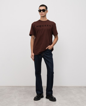 Alexander McQueen Коричневая футболка с логотипом 847750QTAD5