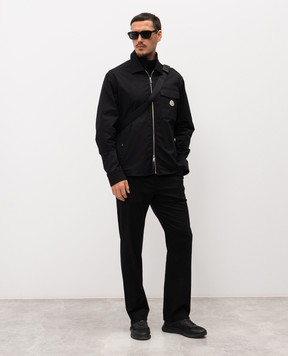 Moncler Черная куртка в стиле рубашки с логотипом L10912F0002357448