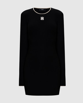 AMIRI Черное платье мини в рубчик AWDRCA1092