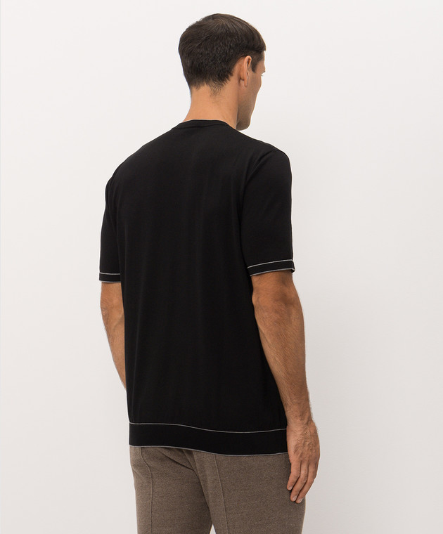 Bertolo Cashmere Черная футболка из хлопка 90220400205658 изображение 4