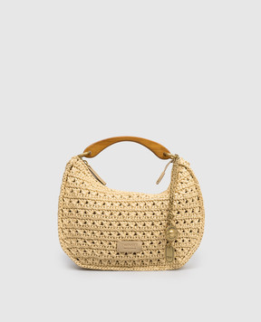 Twinset Бежева сумка-хобо Croissant з рафії з нашивкою логотипа 261TB7381