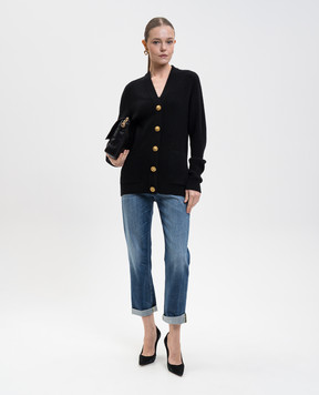 Balmain Чорний кардиган з кашеміру та вовни FF0KO003KJ17