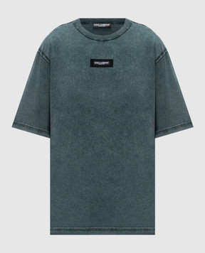 Dolce&Gabbana Зелена футболка з патчем логотипа G8RI4TG7P1O