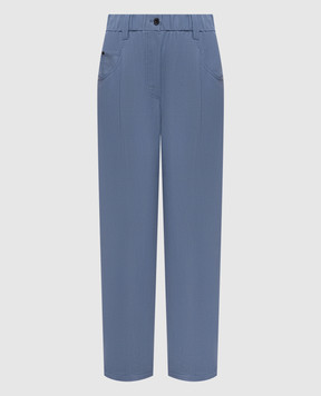 Brunello Cucinelli Сині штани з льоном MH126P9148