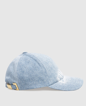 Balmain Блакитна джинсова кепка з логотипом GH1XA562DG11