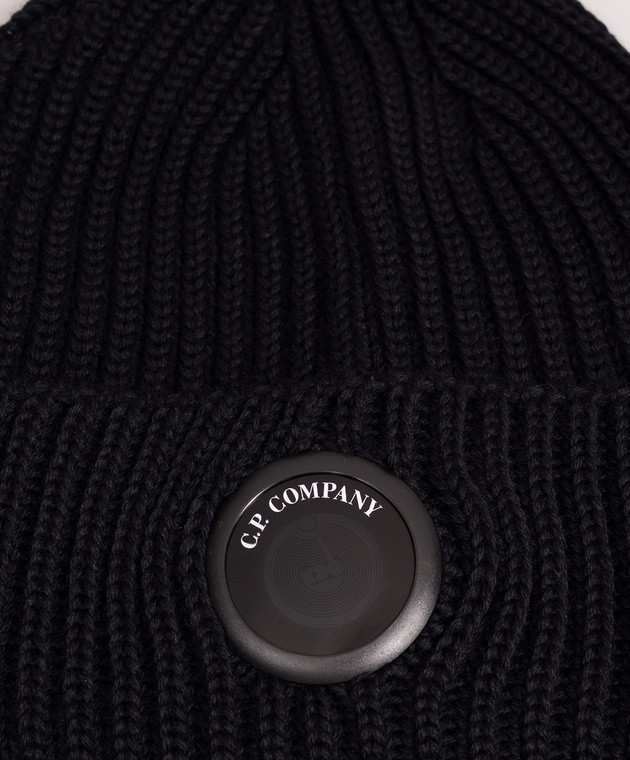C.P. Company Синяя шапка из шерсти с патчем логотипа MAC739A005509A изображение 4