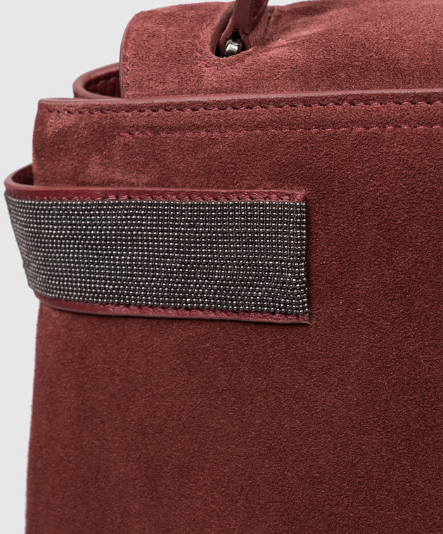 Brunello Cucinelli Бордовая замшевая сумка с цепочкой мониль MBDLB2816P изображение 5