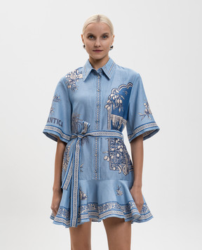 Alemais Голубое платье-рубашка Villa Romantica с льном 6092D