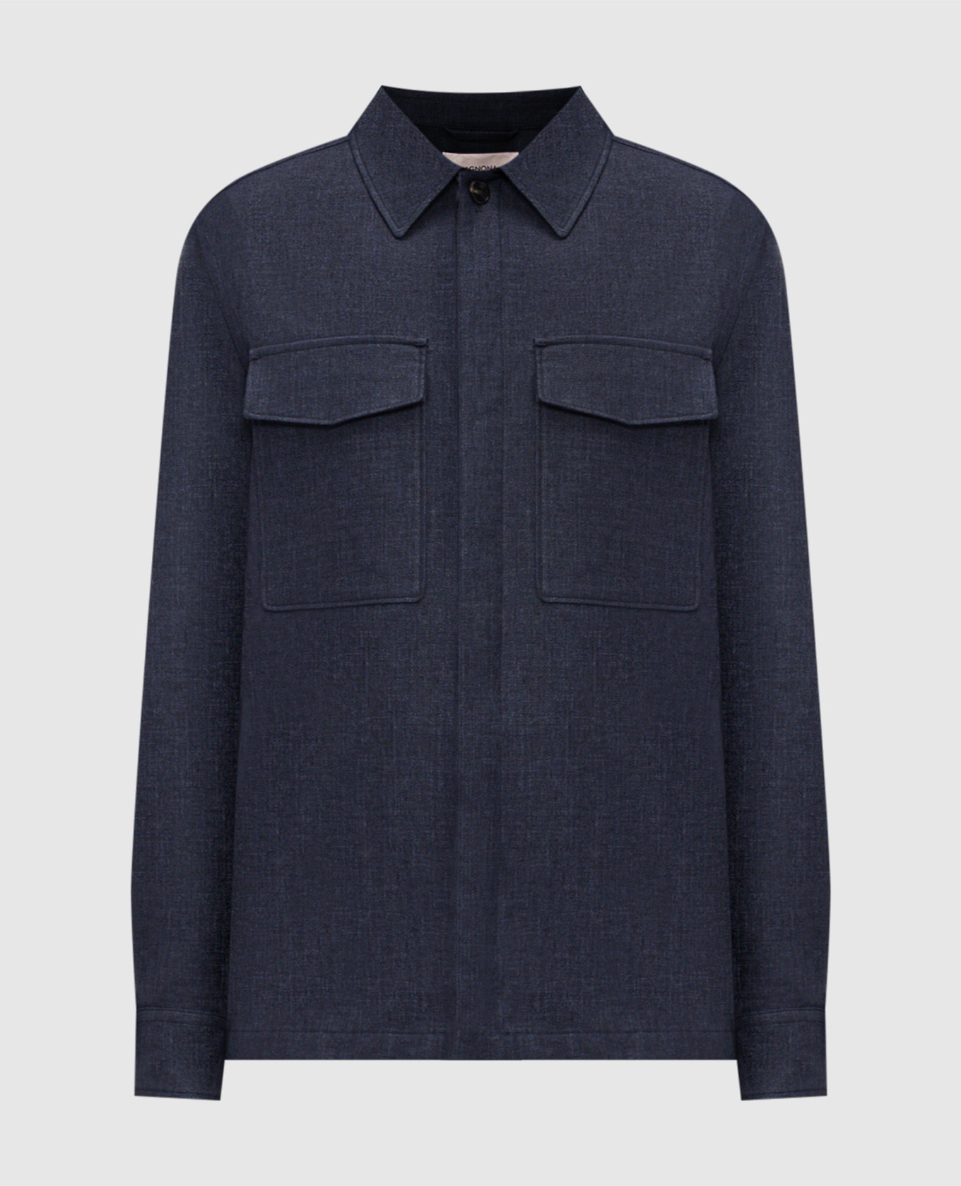 Синяя куртка в стиле рубашки из льна