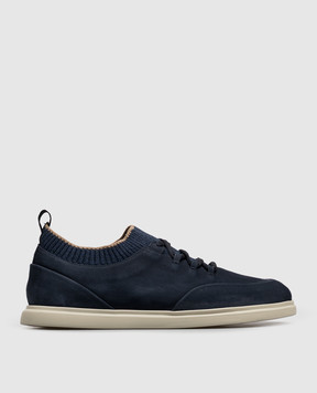 Lanciotti De Verzi Темно-синие кроссовки из нубука SNEAKERS