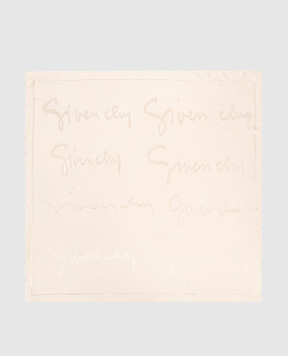 Givenchy Бежева хустка із шовку з візерунком логотипа 710010149001