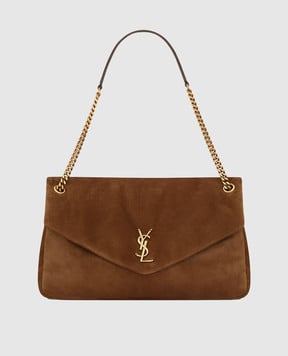 Saint Laurent Замшевая коричневая сумка CALYPSO 7773991U80W