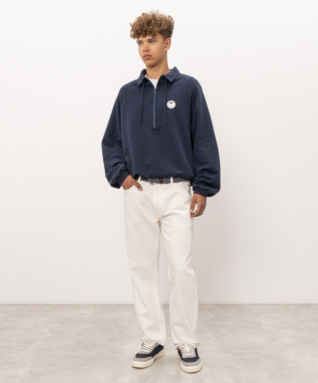 Palm Angels Синий свитшот с нашивкой логотипа PAMBA010FL001 изображение 2