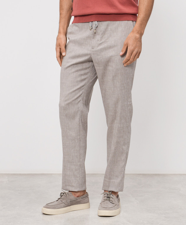 Peserico Серые брюки из льна и шерсти R54795D05814 изображение 3