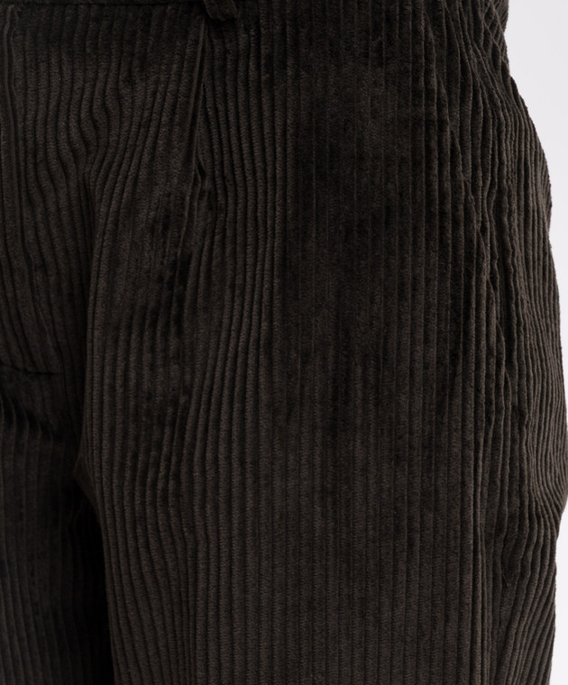 Kiton Зеленые бархатные брюки с отворотами D50105K0590I изображение 5