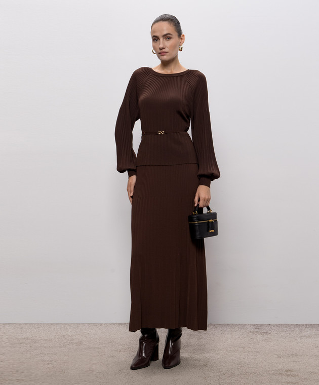 Twinset Коричневый джемпер с поясом 262TT3451 изображение 2