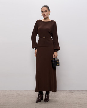 Twinset Коричневый джемпер с поясом 262TT3451