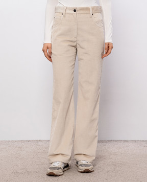 Brunello Cucinelli Бежевые вельветовые штаны MP180P9075