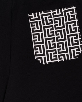 Balmain Дитячі чорні шорти з візерунком BY6P39Z3183810
