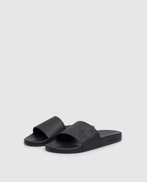 Stefano Ricci Сині шкіряні слайдери з тисненням емблеми UG31G760VD