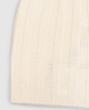 Pini Parma Біла шапка в рубчик з кашеміру CUFFIABEIGE