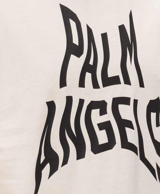 Palm Angels Футболка з принтом логотипа Distorted кольору айворі PAMAA001JR016 зображення 5