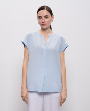 Peserico Блакитний топ із шовку A0688907325