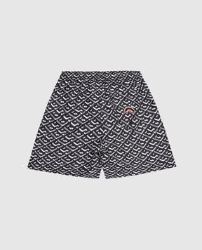 Sprayground Дитячі чорні шорти для плавання в принт монограми логотипа SPY1305BLK