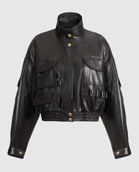 Balmain Чорна шкіряна куртка HF1TFA85LE35