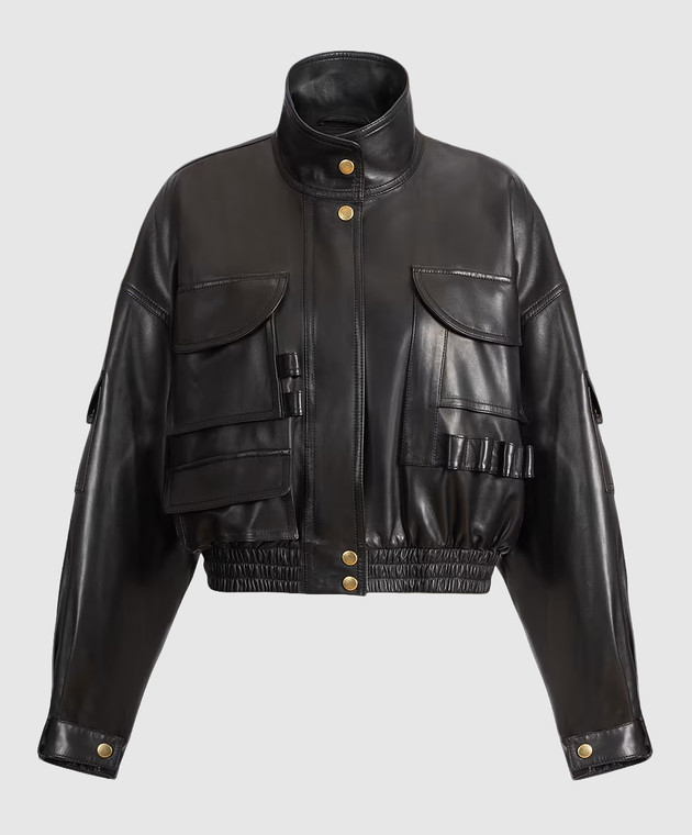 Balmain Чорна шкіряна куртка HF1TFA85LE35