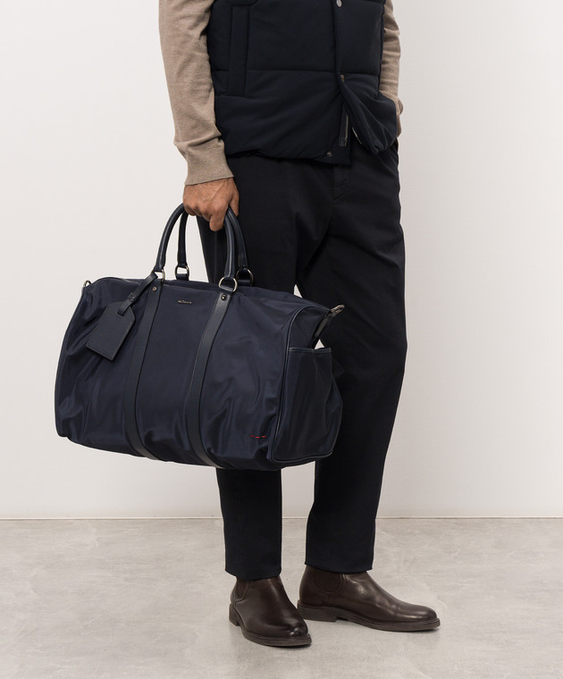 Kiton Синя дорожня сумка з металевим логотипом UBA0158N01270 зображення 2