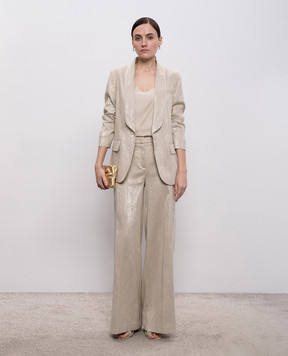 Peserico Бежевый жакет с леном с люрексом E0123200598