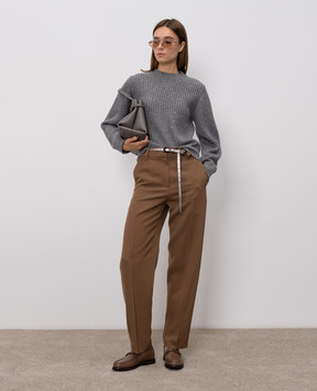 Brunello Cucinelli Коричневые брюки с шерстью MP548P9277