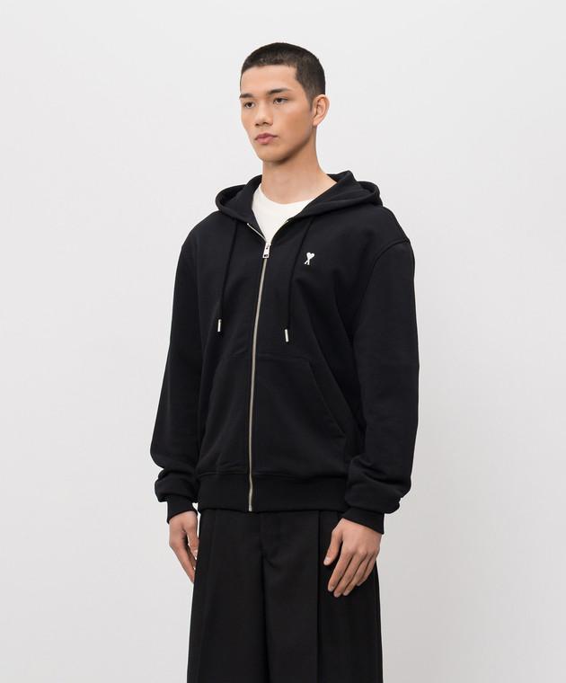 Ami Paris Чорна спортивна куртка з вишивкою емблеми HSW765730 зображення 3