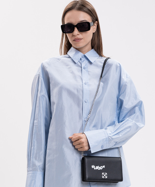Off-White Черная кожаная сумка кросс-боди OWWNR04F26LT01 изображение 2