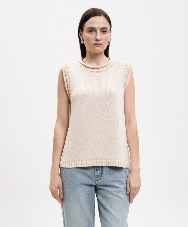 Loulou de Saison Бежевий жилет Effy з льону та шовку EFFY зображення 3