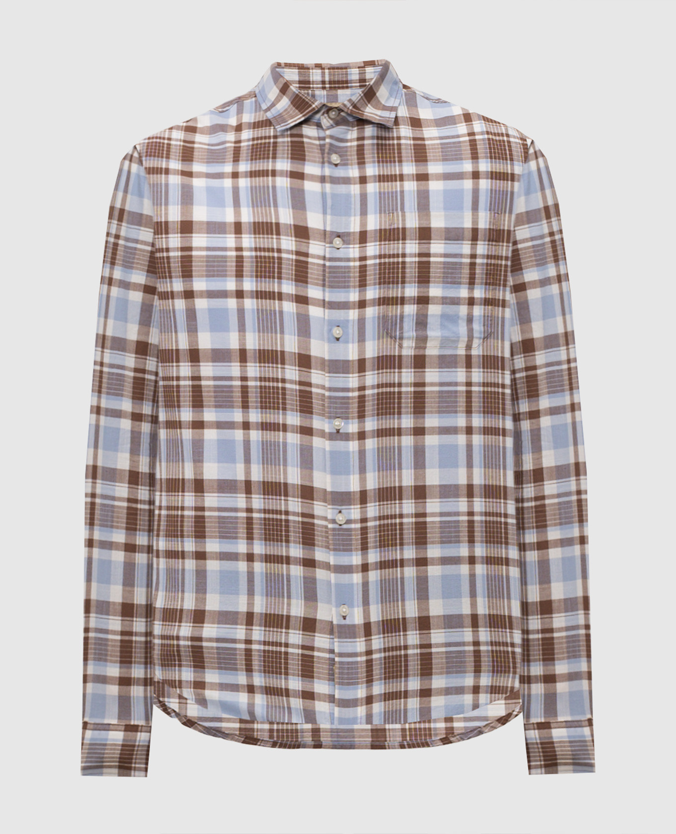 Коричневая рубашка в клетку