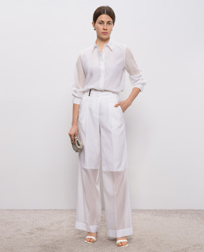 Peserico Белая рубашка с шелком с цепочкой A0631608372