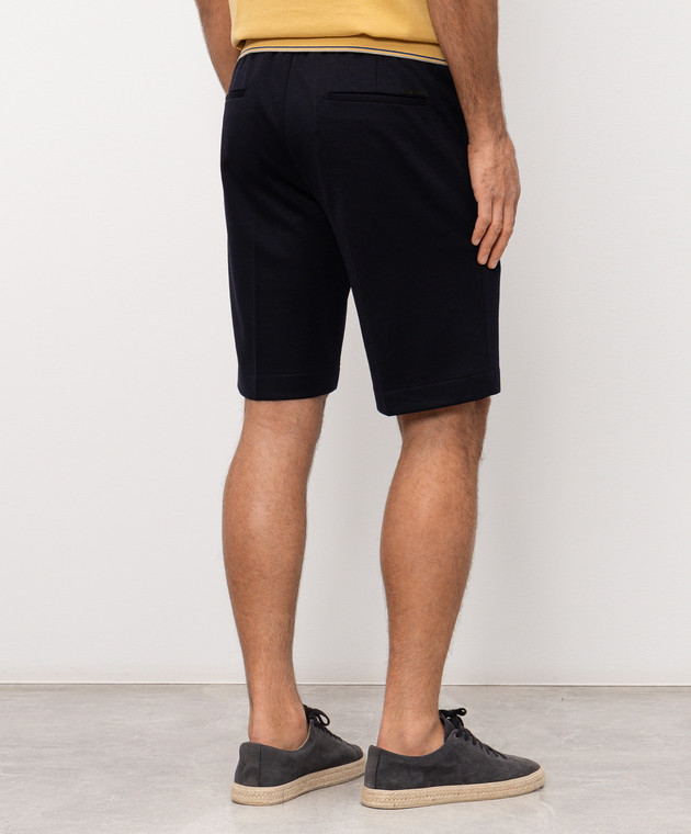 Stefano Ricci Темно-синие шорты из шерсти и шелка M1T6100332CM10HA изображение 4