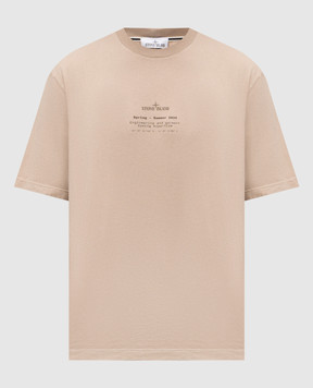 Stone Island Бежевая футболка с принтом логотипа L1S152100001S0285