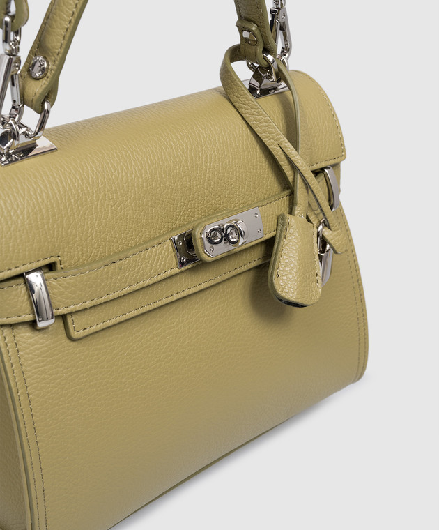 Gianni Notaro Кожаная сумка-сетчел цвета хаки DOLLARO 099DOLLARONIKELц изображение 4