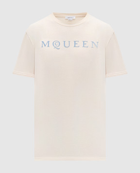 Alexander McQueen Бежева футболка з логотипом 847750QTAD5