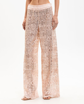 Ermanno Scervino Розовые брюки из кружева в кристаллы D482P703CTUEO