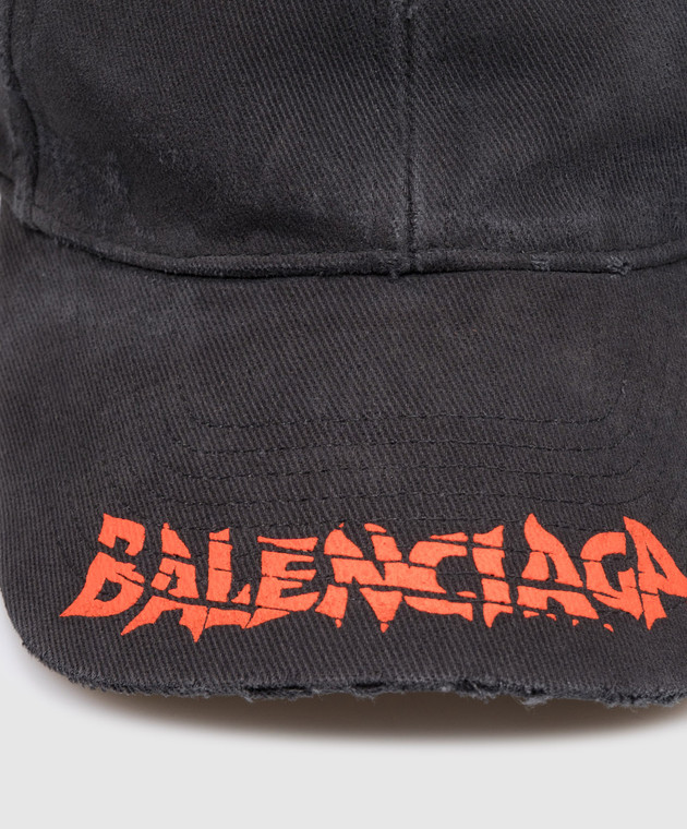 Balenciaga Черная кепка с принтом логотипа A001UQ410B2 изображение 4