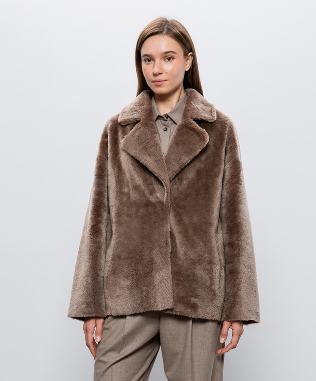 Babe Pay Pls Двухсторонняя коричневая дубленка 2633MERINO изображение 4