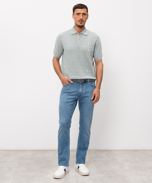 Stefano Ricci Зеленое поло в тканом узоре K616458P31F26220 изображение 2