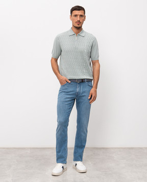 Stefano Ricci Зелене поло в тканий візерунок K616458P31F26220