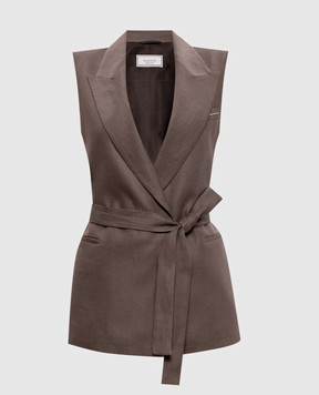 Peserico Коричневий двобортний жилет з льону A03028A02606
